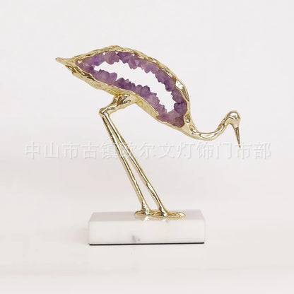 DecorBites™ Crystal Crane Sculpture Green Gem Bird Home Decor Figurine