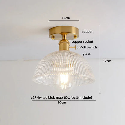 DecorBites™ Green Flower Glass Copper Ceiling Light - Nordic Modern LED, Living Room Bedroom Hallway Fixtures
