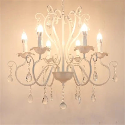 DecorBites™ Black White Metal Chandelier with Crystal Pendants for Elegant Home Lighting