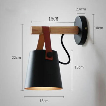 DecorBites™ Black Wooden Wall Light Modern E27 LED Sconce Living Room Decor