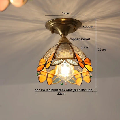 DecorBites™ Butterfly Glass LED Ceiling Light - Copper Socket, Creative Bedroom Decor