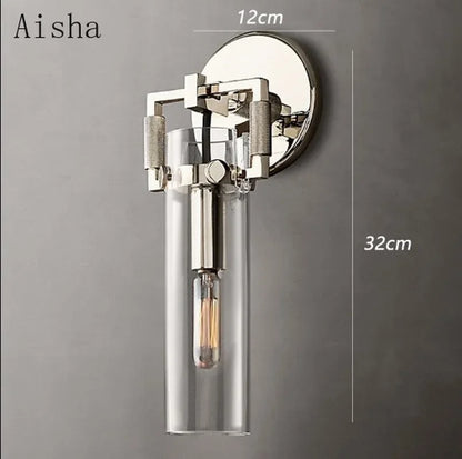 DecorBites™ Industrial Glass Wall Lamp Retro Sconce for Bedroom Study Loft Dining Room