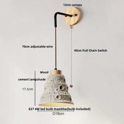DecorBites™ LED Wall Light Fixture Cement Wood Base Bedside Lamp