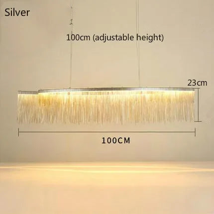 DecorBites™ Gold Chain Chandelier Pendant Light w/ Remote, Modern Tassel Design for Kitchen & Living Room