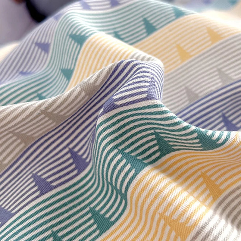 DecorBites™ Cotton Stripe Comforter Cover Set for Single Double Bed - Autumn Winter