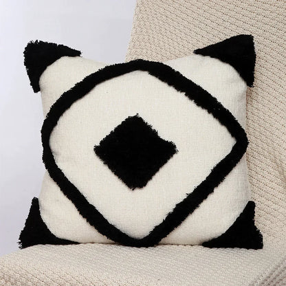 DecorBites™ Geometric Chenille Embroidered Pillow Covers Boho Moroccan Style Decor