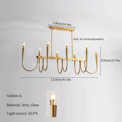 DecorBites™ Black Pendant Chandelier: Luxury French Style Candle Hanging Light for Kitchen Island