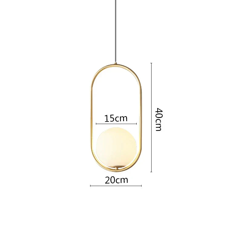 DecorBites™ Black Metal Ring Pendant Lights Glass Ball LED Lighting Fixture