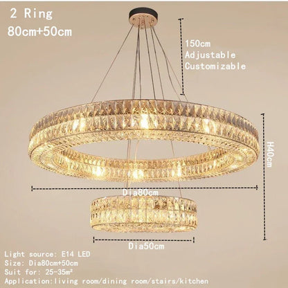DecorBites™ Crystal Circle Pendant Chandelier - Luxury Lighting for Interior Decoration