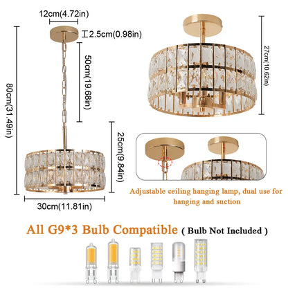 DecorBites™ Crystal Chandelier LED Pendant Light for Modern Home Decor