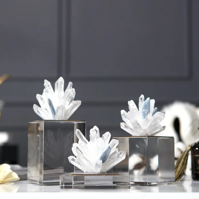 DecorBites™ Agate Stone Crystal Sculpture Gold-plated Marble Ornament for Living Room Desk