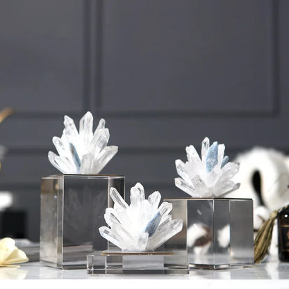 DecorBites™ Agate Stone Crystal Sculpture Gold-plated Marble Ornament for Living Room Desk