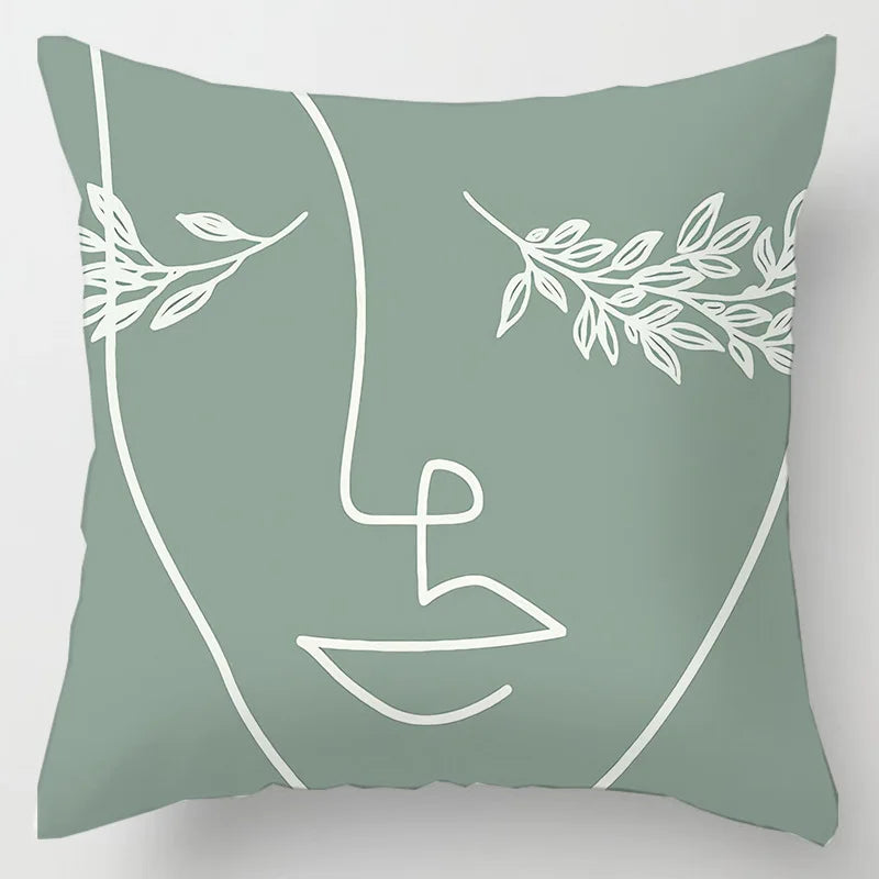 DecorBites™ Geometric Leaves Print Cushion Cover for Home Decor and Comfort