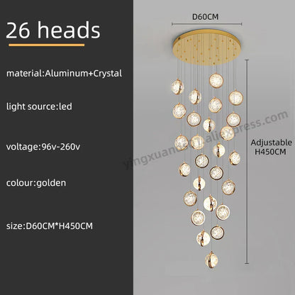 DecorBites™ Crystal Ball LED Rotating Stair Chandelier - Nordic Luxury Loft Bubble Design