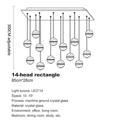DecorBites™ Crystal Ball LED Chandelier for Modern Living Room & Bedroom décor