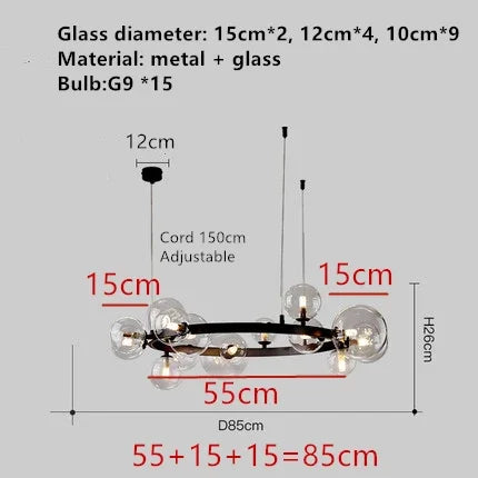DecorBites™ Clear Glass LED Chandelier: Modern Nordic Hall Parlor Lighting Fixture