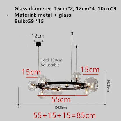 DecorBites™ Clear Glass LED Chandelier: Modern Nordic Hall Parlor Lighting Fixture
