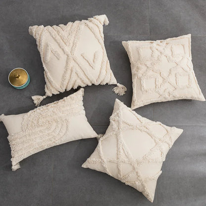 DecorBites™ Beige Boho Style Cushion Cover 45x45/30x50cm - Handmade Square Pillow Case
