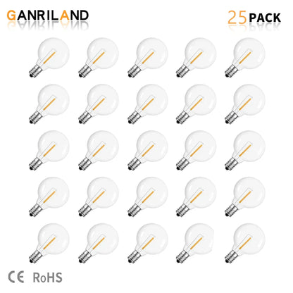 DecorBites™ G40 1W PET LED Bulbs - E12 Screw Base Shatterproof Globe Bulbs - Outdoor String Lights