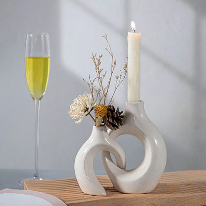 DecorBites™ Ceramic Donut Candle Holder for Home Decor and Table Centerpiece