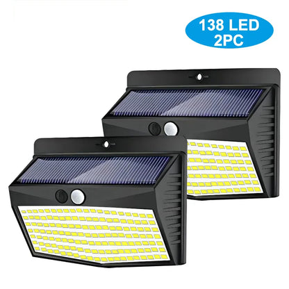 DecorBites™ 138 LED Solar Wall Lamp Security Motion Sensor 3 Modes Fence Yard Deck