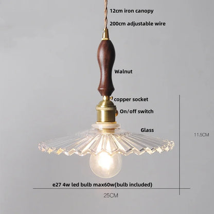 DecorBites™ Amber Glass LED Pendant Light Fixture Nordic Modern Copper Hanging Lamp