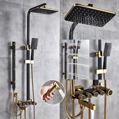 DecorBites™ 8" Rainfall Shower Set with Bidet Function, Wall Mounted Hot Cold Mixer Tap