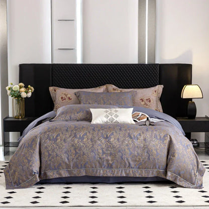 DecorBites™ Butterfly Jacquard Lyocell Cotton Luxury Bedding Set Full Queen