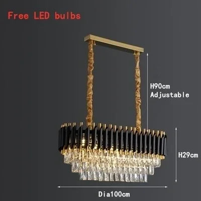 DecorBites™ Black Crystal Chandelier: Modern Luxury LED Lighting for Living Room, Bedroom