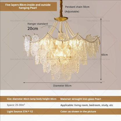 DecorBites™ Cream Crystal Chandelier: French Light Luxury for Living Room, Bedroom, Dining Room