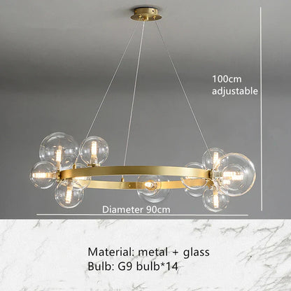 DecorBites™ Clear Glass Bubble Chandelier LED Hanglamp G9 Loft Deco Lighting