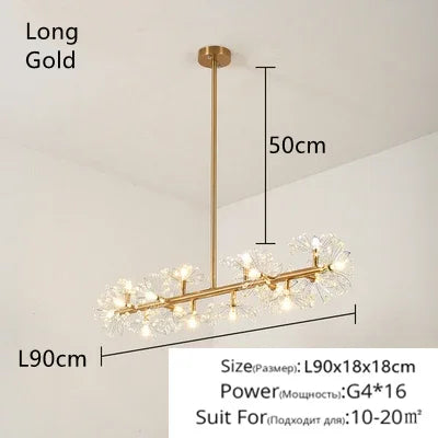 DecorBites™ Crystal Bionic Petals Chandelier for Living Dining Bedroom Hall Hotel Decor