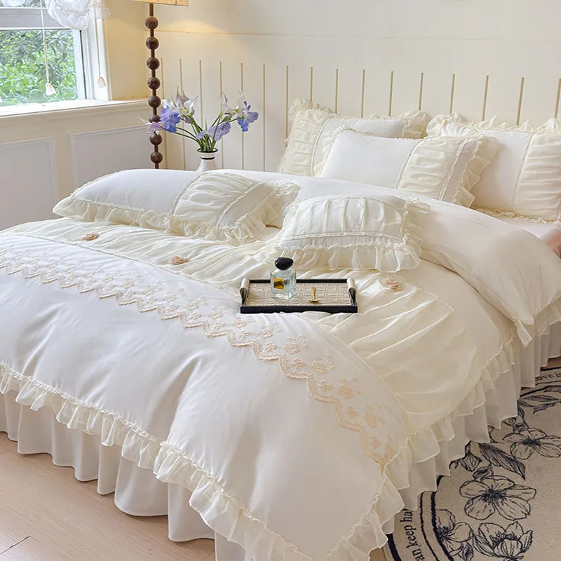 DecorBites™ Lace Princess Bedding Set Twin Queen Bed All Seasons