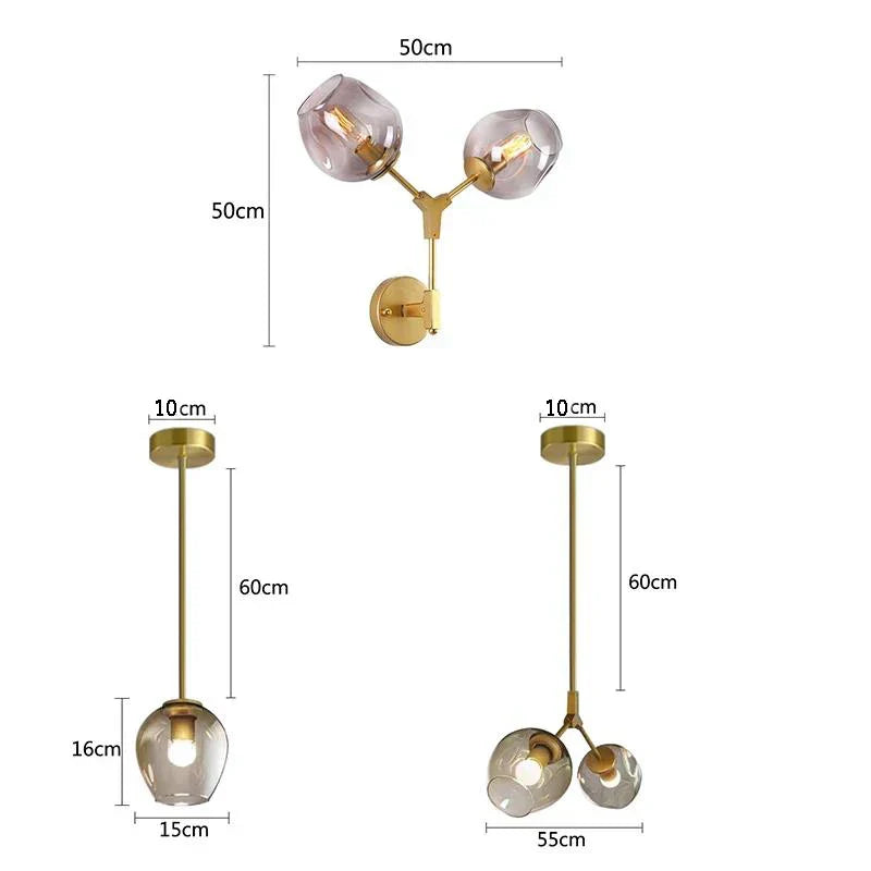 DecorBites™ Black Gold Glass Wall Lamps for Modern Home Decoration Lighting