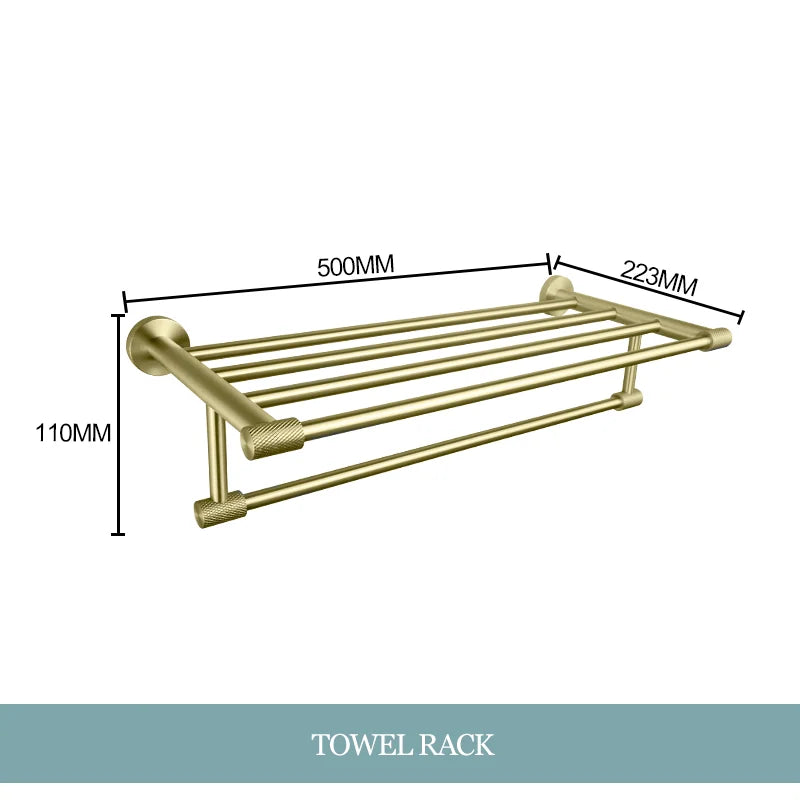 DecorBites™ Gold Hardware Set: Towel Bar, Toilet Paper Holder, Robe Hook, Cup Hanger