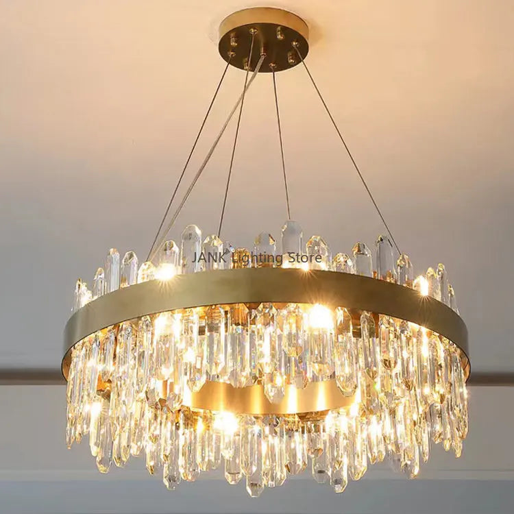 ™ Luxe Crystal Chandelier: Elegant LED Indoor Pendant Light for Bedroom & Dining Room