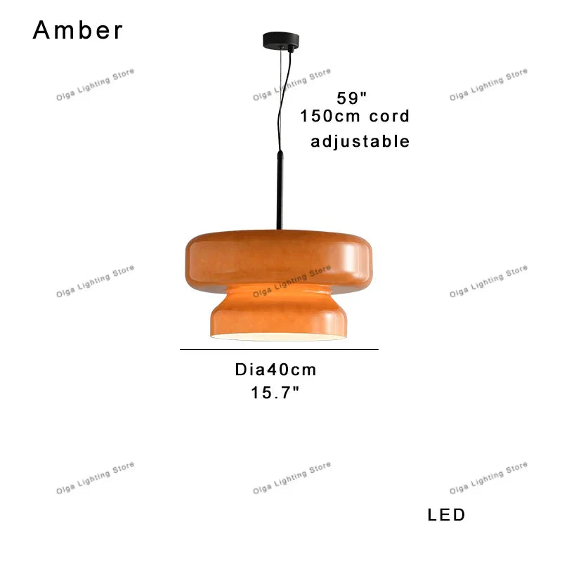DecorBites™ Amber Glass Ceiling Pendant Lights for Kitchen Island Dining Table Decoration