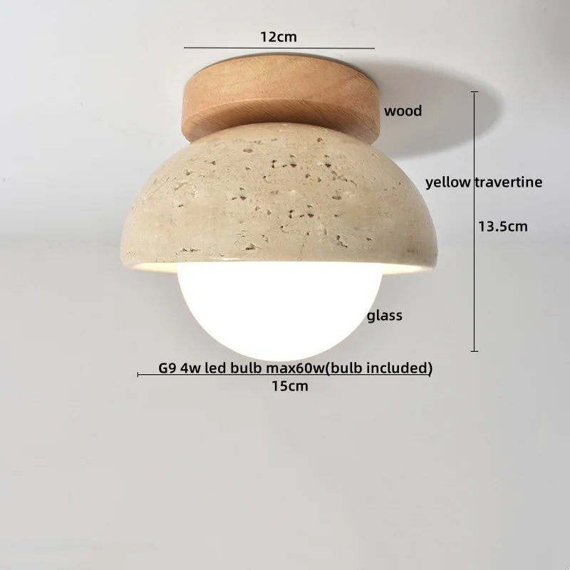 DecorBites™ LED Yellow Travertine Flush Mount Ceiling Light Fixtures