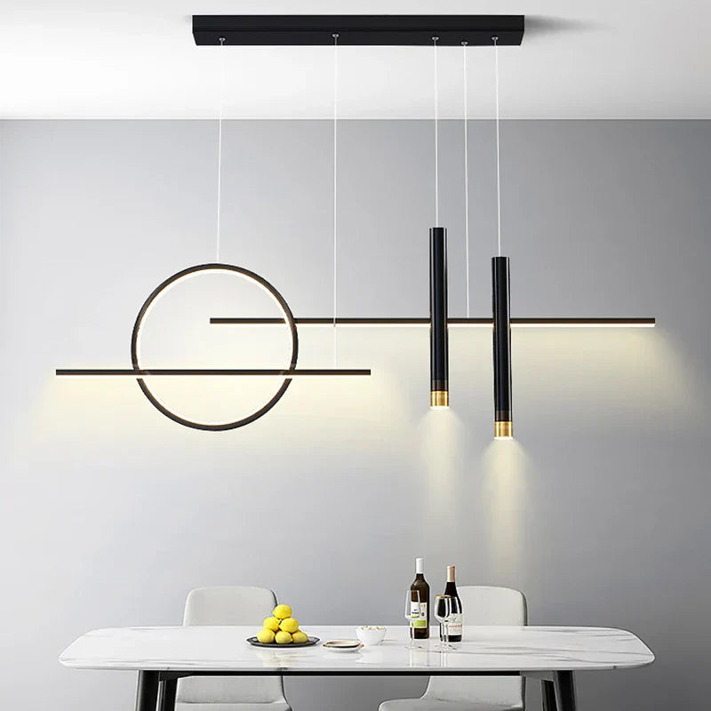 DecorBites™ Black LED Chandelier Pendant Light for Home Dining Kitchen Bar.