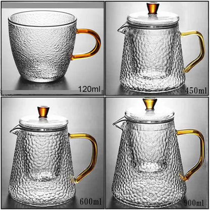 DecorBites™ Borosilicate Glass Teapot with Infuser for Puer Tea and Boiling Water