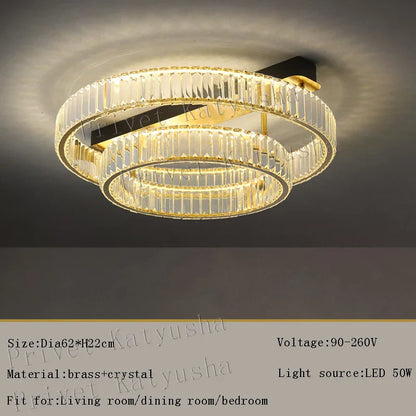 ™ Gold Crystal Copper Ceiling Lamps LED Modern Home Room Decor Lighting