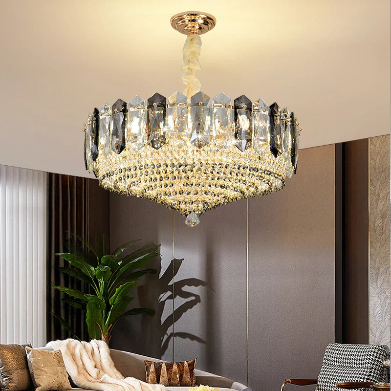 DecorBites™ Crystal Duplex Villa Chandelier Hall Light - Luxe Living Room Middle Floor Lamp