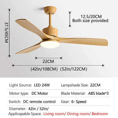 DecorBites™ 3-Blade DC Ceiling Fan with LED Light & Remote Control.