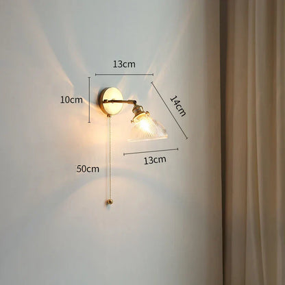 DecorBites™ Green Glass LED Wall Light with Pull Chain Switch - Modern Nordic Design