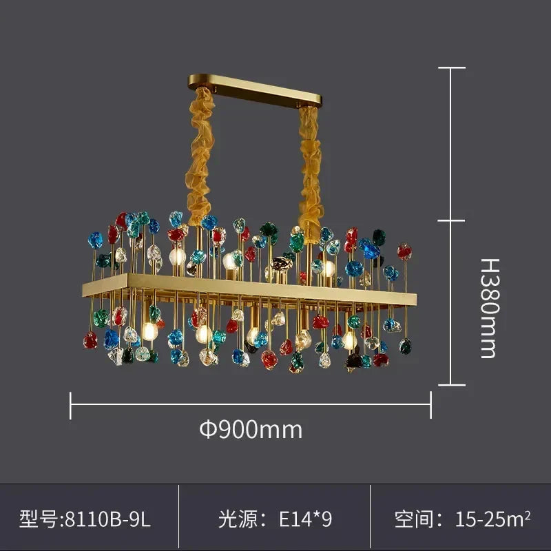 DecorBites™ Crystal Chandelier LED Lighting Fixture for Dining Room & Kitchen Island