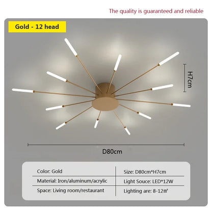 DecorBites™ Acrylic Sunflower Ceiling Lamp in Brushed Antique Gold