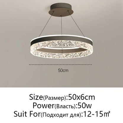 DecorBites™ Crystal Rings LED Chandelier Black&White Frame
