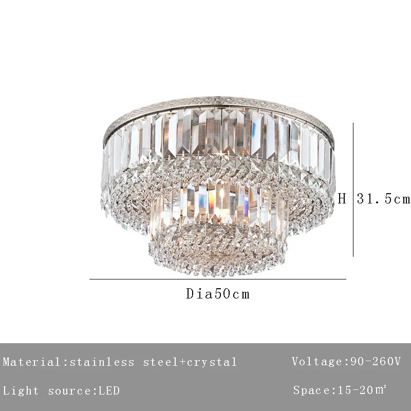 ™ Large Crystal Chandelier Chrome Hanging Lamp for Dining Room Decor