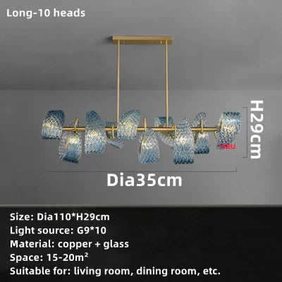 DecorBites™ Blue Glass LED Pendant Lamps: Modern Chandelier Lighting for Hallway, Bedroom, Living Room