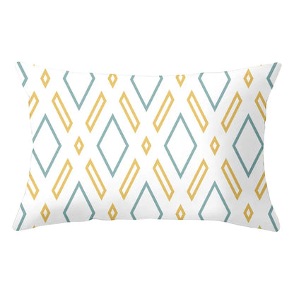 DecorBites™ Geometric Striped Curved Rectangle Pillowcase - Yellow Blue Sofa Throw Pillows